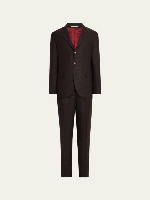 Brunello Cucinelli Men's Wool, Cashmere and Silk Prince of Wales Suit
