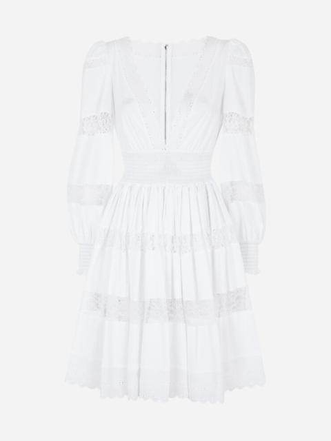 Dolce & Gabbana Short poplin 드레스 와 레이스 세부