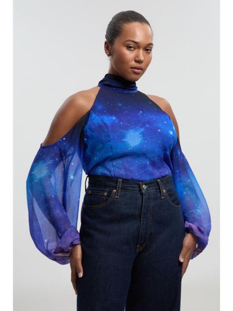 KAREN MILLEN Plus Size Cosmic Cold Shoulder Woven Blouse