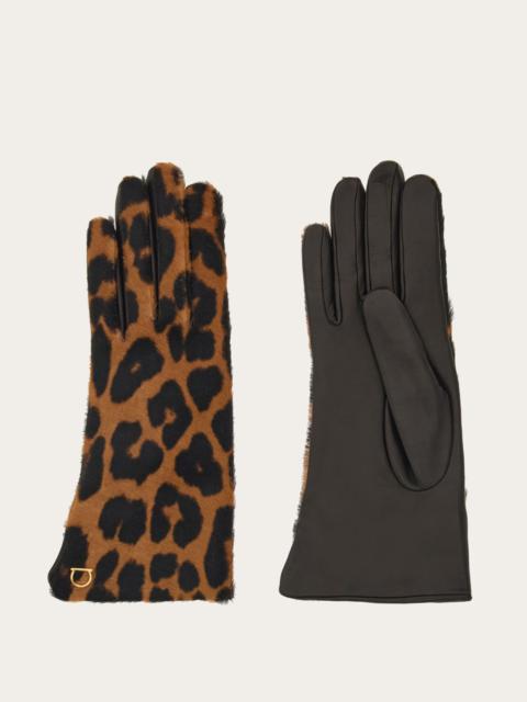 FERRAGAMO Long pony hair gloves