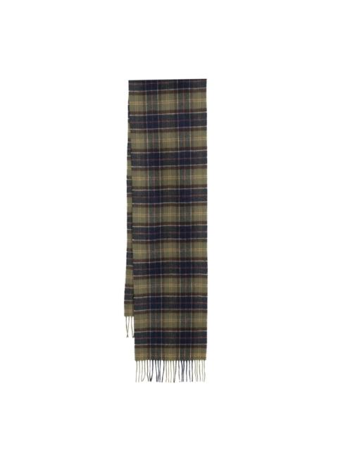 Barbour checked fringed wool scarf