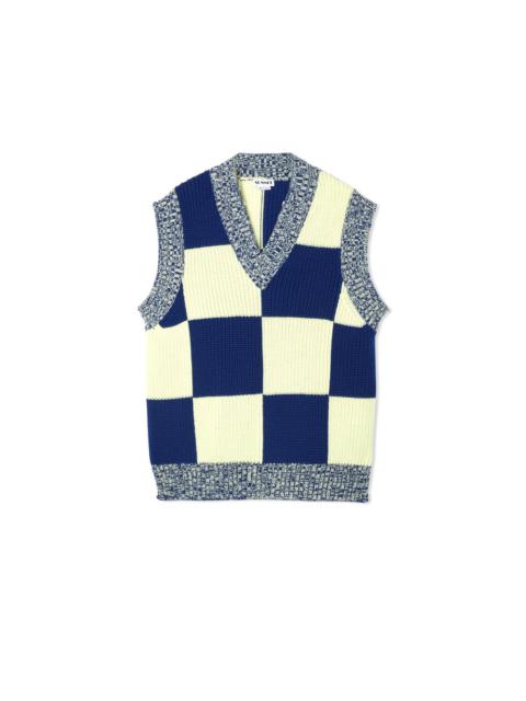SUNNEI KNIT GILET / yellow & electric blue check