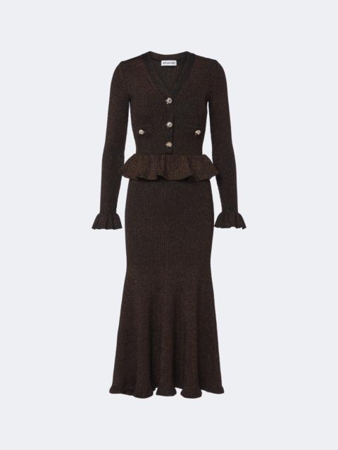 self-portrait Knitted Lurex® peplum midi dress