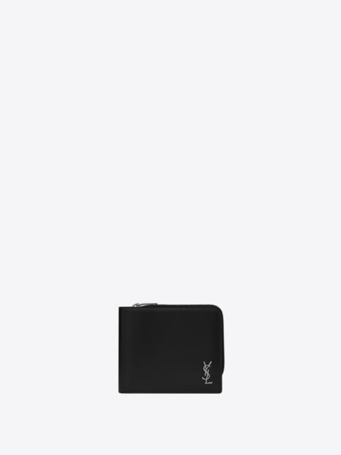 tiny cassandre east/west zip-around wallet in matte leather