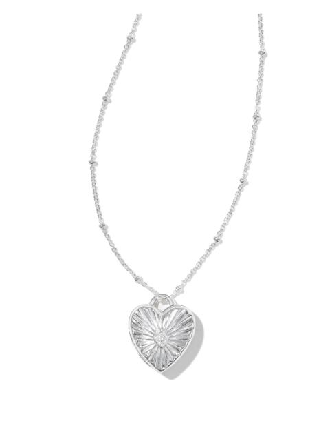 KENDRA SCOTT Meredith Sterling Silver Locket Necklace in White Topaz