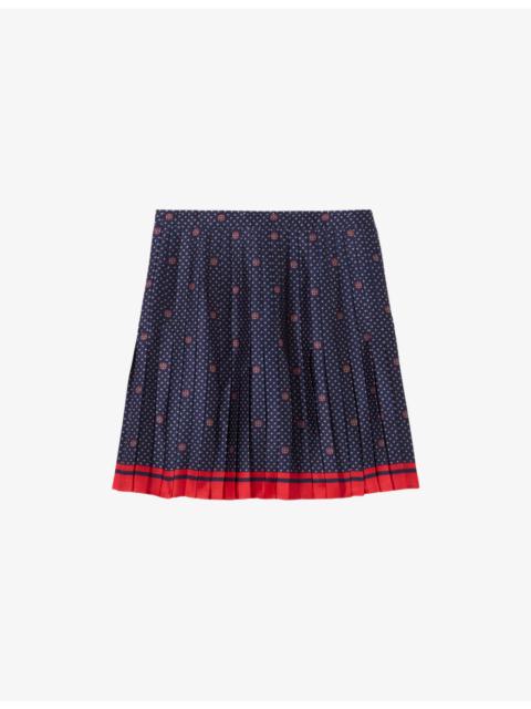 Claudie Pierlot Abstract-Print Pleated Satin Mini Skirt