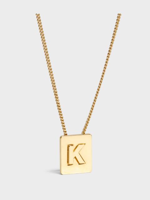 CELINE Alphabet K Necklace in Brass with Gold finish