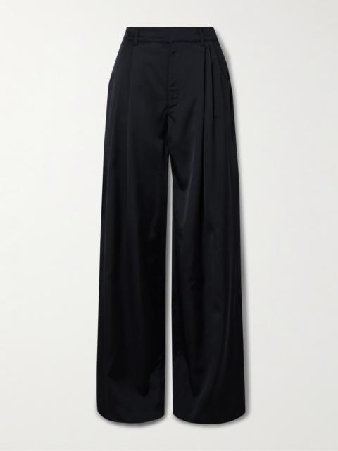 LIBEROWE Annie Pleated Satin-twill Wide-leg Pants