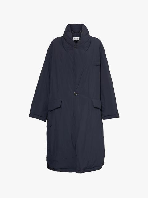 Stand-collar oversized padded shell coat