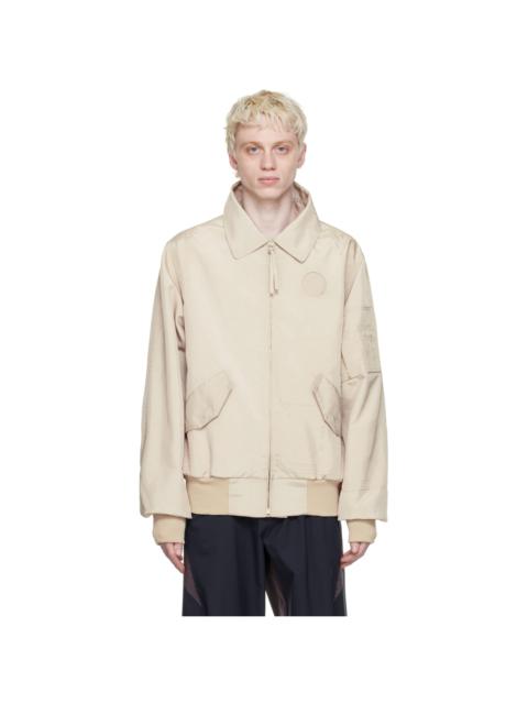 Beige Polyester Bomber Jacket