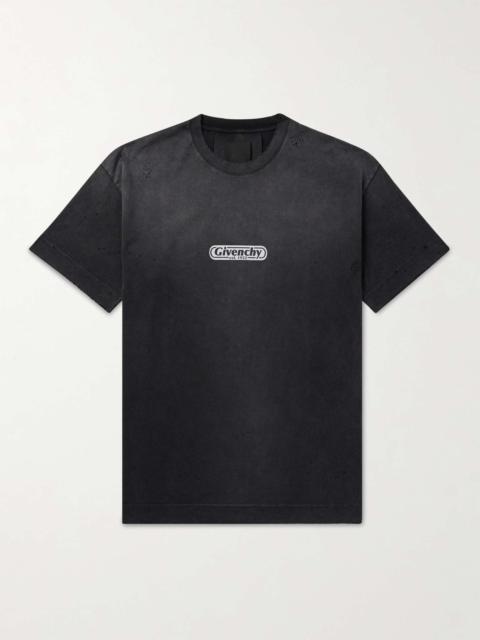Givenchy Distressed Logo-Print Cotton-Jersey T-Shirt