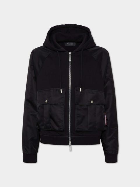 DSQUARED2 CROPPED RELAX FIT UTILITY HOODIE