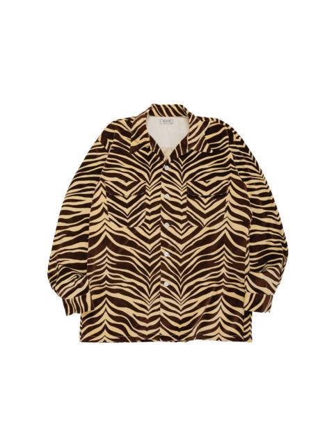 The Real McCoys MS25108 Printed Velour Open-Collar Shirt Zebra Print