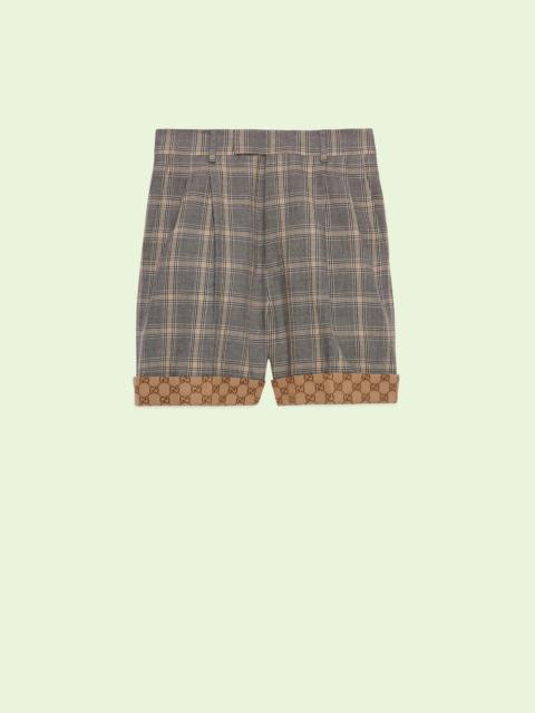 GUCCI Wool linen Prince of Wales shorts