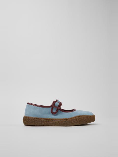 CAMPER Peu Terreno Blue Suede and Leather Ballerinas for Women.