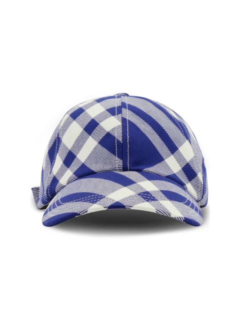 check-plaid cotton baseball cap