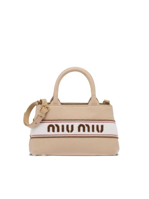 Miu Miu canvas embroidered-logo tote bag