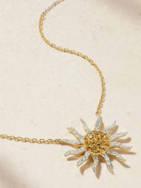 Yvonne Léon Soleil 18-karat white and yellow gold, citrine and diamond necklace Gold