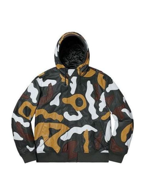 Supreme Supreme FW19 Week 12 Camo Leather Hooded Jacket '그린'SUP-FW19-1025