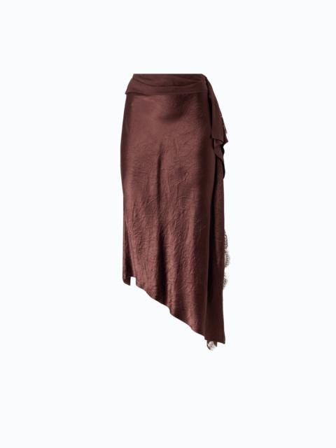 PINKO ASYMMETRIC MIDI SKIRT IN SATIN