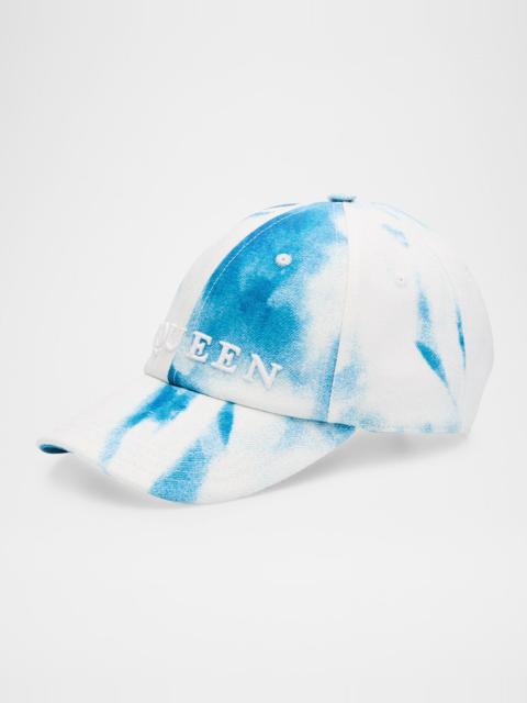 Alexander McQueen Men's Marbled Denim Logo Baseball Cap