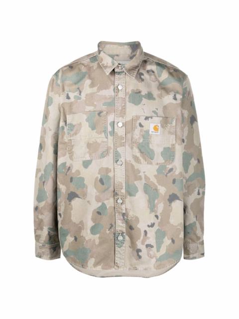 camouflage-print organic-cotton shirt