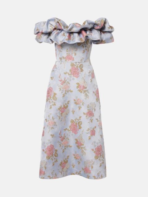 markarian Floral lamé brocade midi dress