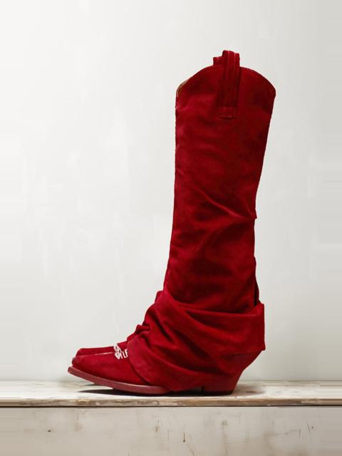 R13 MID COWBOY BOOT - RED SUEDE