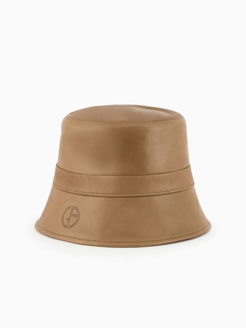 Reversible nappa-leather cloche hat