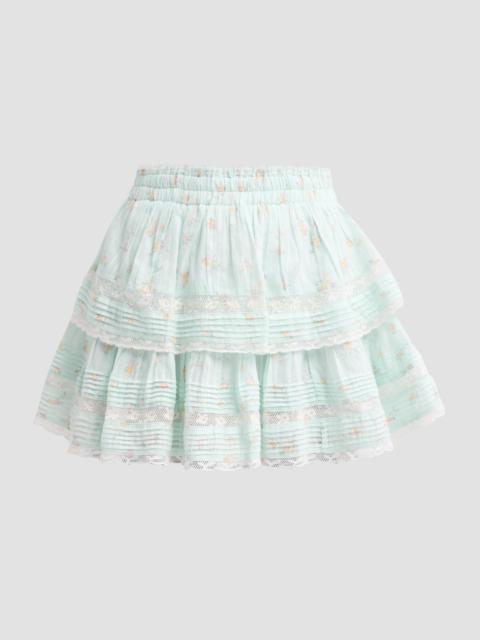LoveShackFancy Women's Floral Ruffle Mini Skirt - Celadon Drift