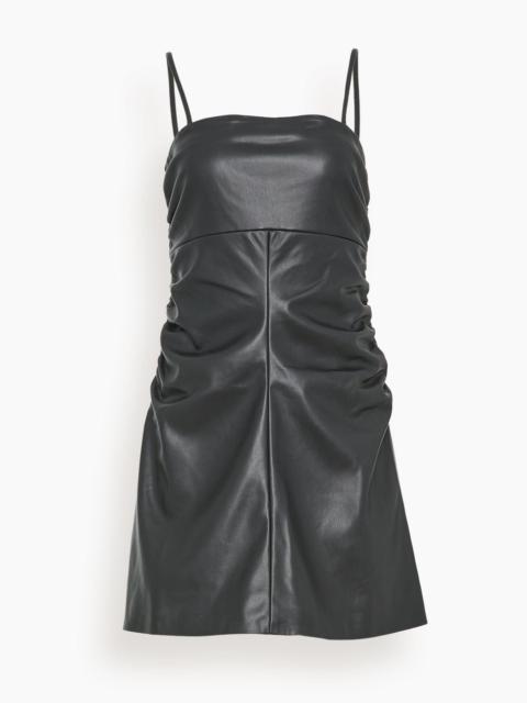 Proenza Schouler Faux Leather Fitted Spaghetti Mini Dress in Black