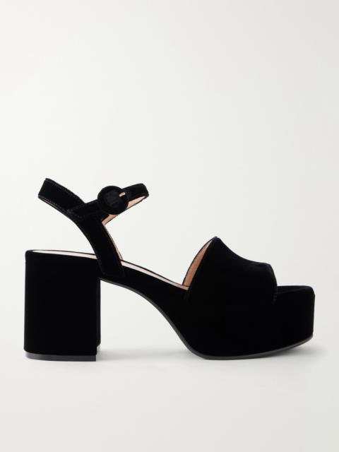 Gianvito Rossi Carol Velvet Platform Open-toed Sandal