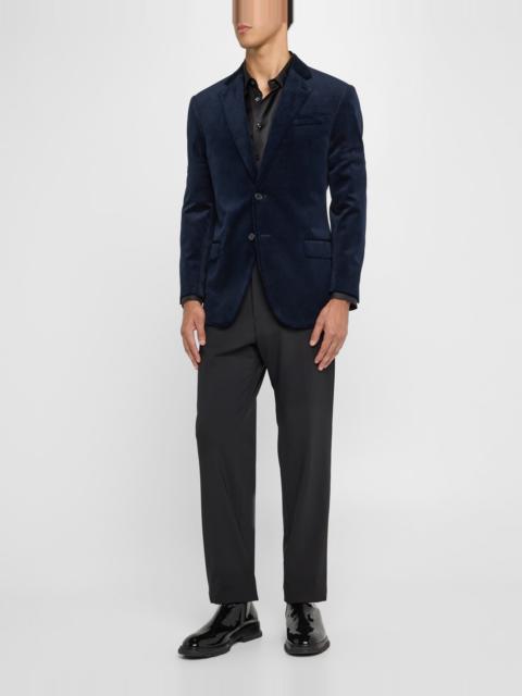 Men's Mini-Check Printed Velvet Blazer