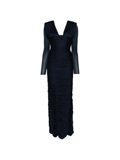 VERSACE Draped Silk Crêpe Midi Dress
