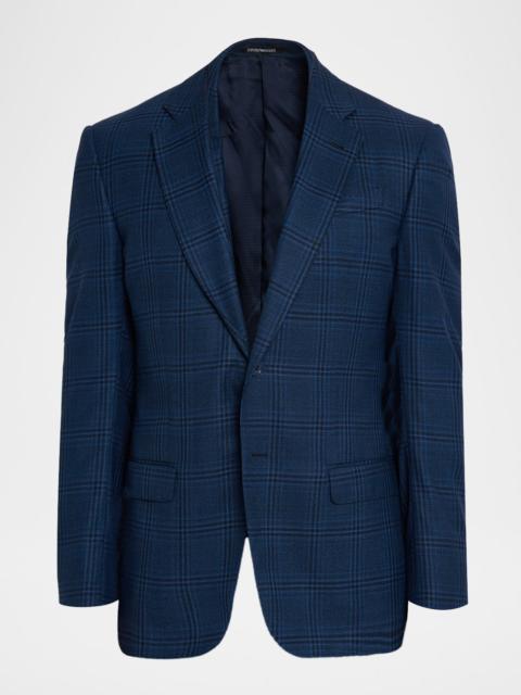 EMPORIO ARMANI Men's Prince of Wales Wool G Line Sport Coat