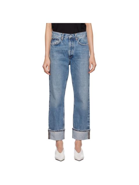 AGOLDE Blue Fran Low Slung Straight Jeans