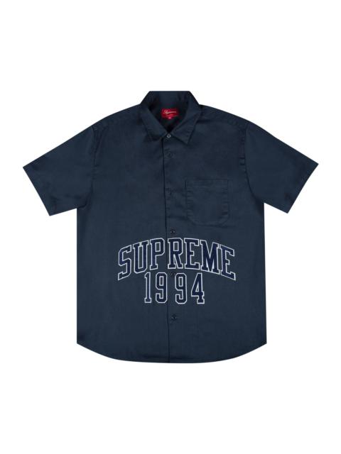 Supreme Arc Logo Short-Sleeve Work Shirt 'Navy'