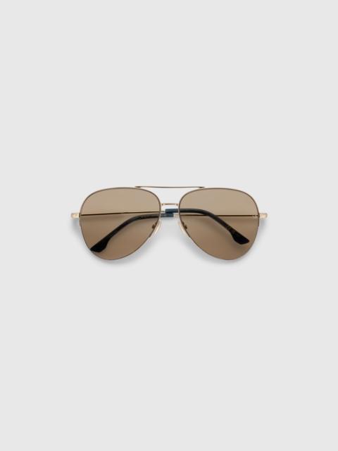 Victoria Beckham Fine Metal Pilot Sunglasses In Gold Blue