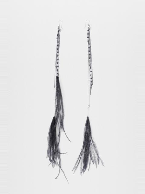 Ann Demeulemeester Goia Earrings with Chains and Feathers
