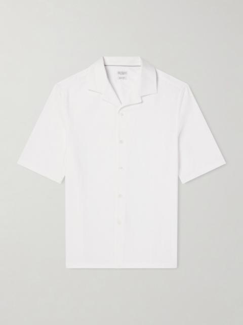 Brunello Cucinelli Camp-Collar Textured-Cotton Shirt