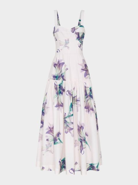 NICHOLAS Valeria Flounce Sweetheart Midi Dress