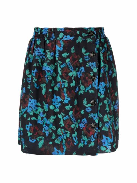 floral-print buttoned skirt