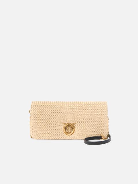 PINKO LOVE BAG CLICK SOFT HORIZONTAL CLASSIC MEDIUM CROSSBODY CLUTCH IN RAFFIA