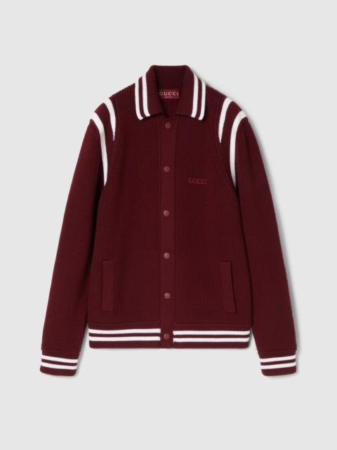 GUCCI Knit wool cardigan with embroidery