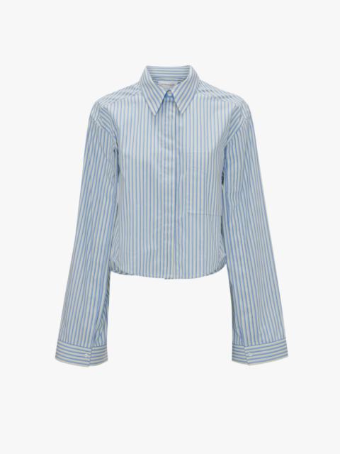 Button Detail Cropped Shirt In Chamomile Blue Stripe