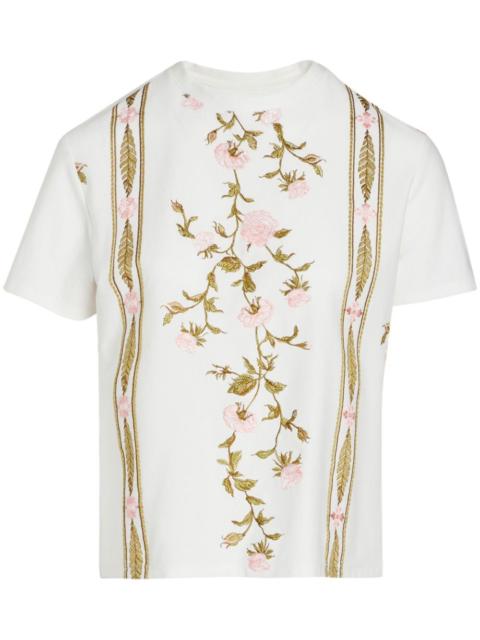 GIAMBATTISTA VALLI floral-embroidered cotton T-shirt