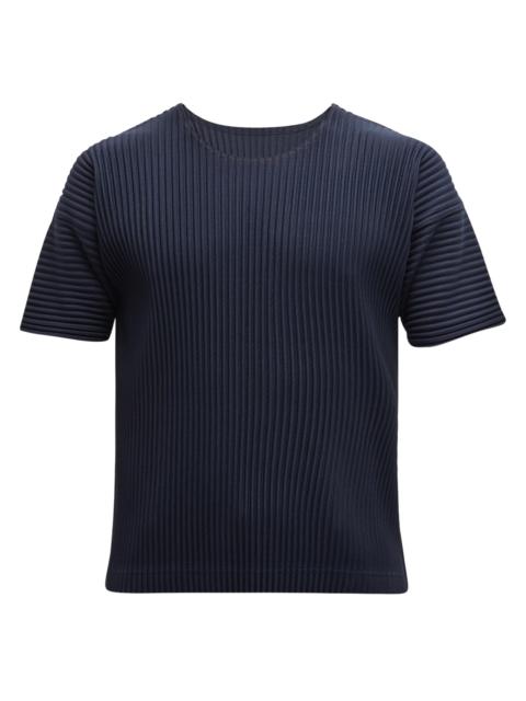 ISSEY MIYAKE Men Basics Pleated Crewneck T-Shirt - Navy