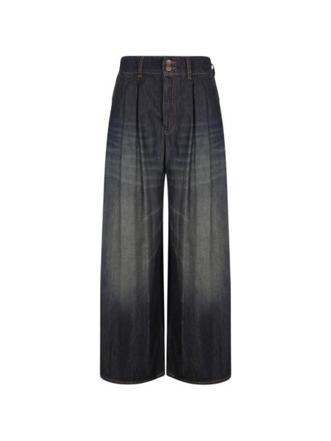 EMPORIO ARMANI pleated whiskered jeans