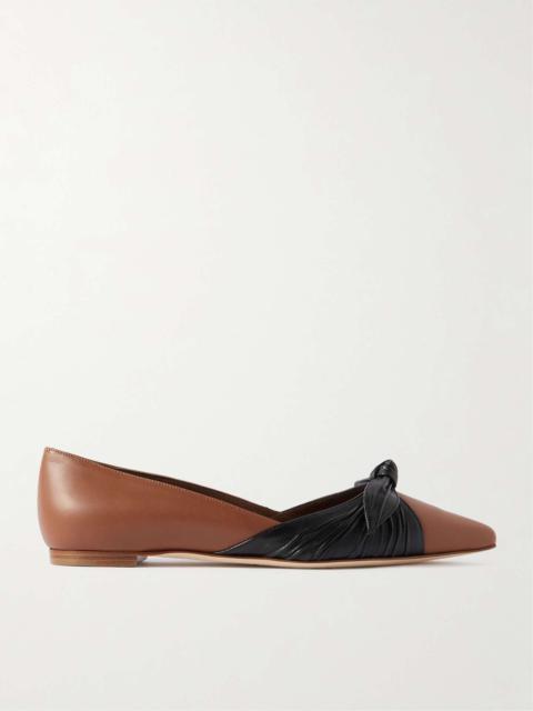 Terkaflat bow-embellished two-tone leather point-toe flats