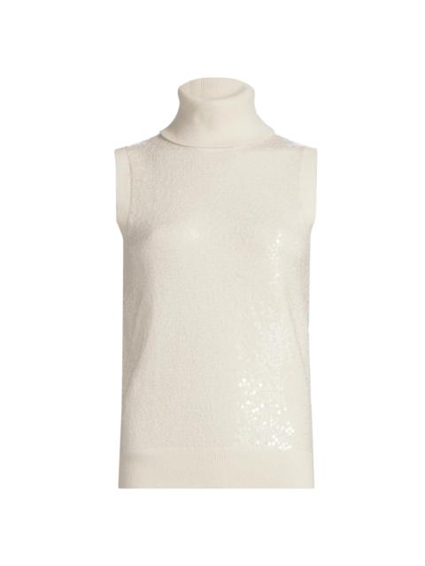 MICHAEL KORS COLLECTION Women's Sequined Cashmere Turtleneck Sweater - Ivory